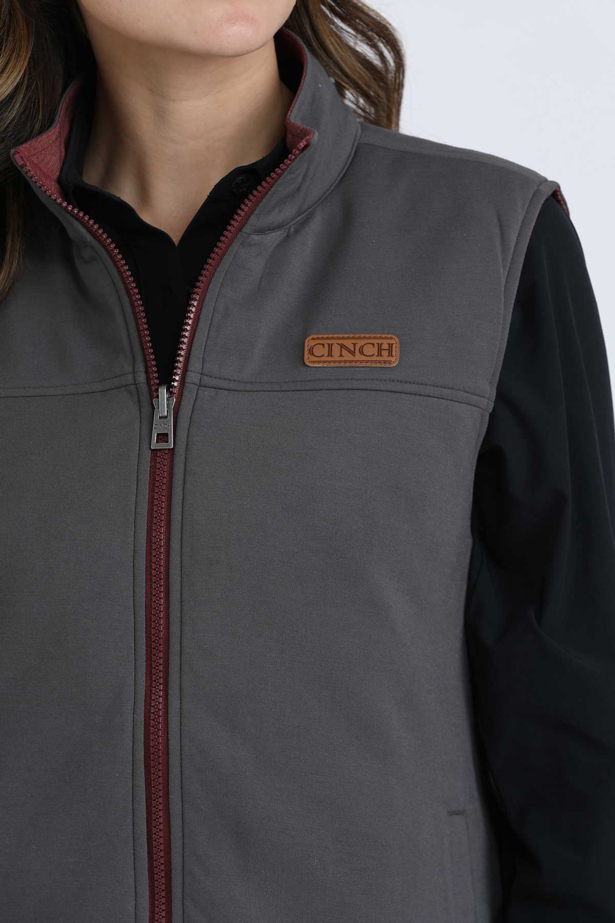 Cinch Women's Reversible Burgundy & Gray Water Resistant Vest
