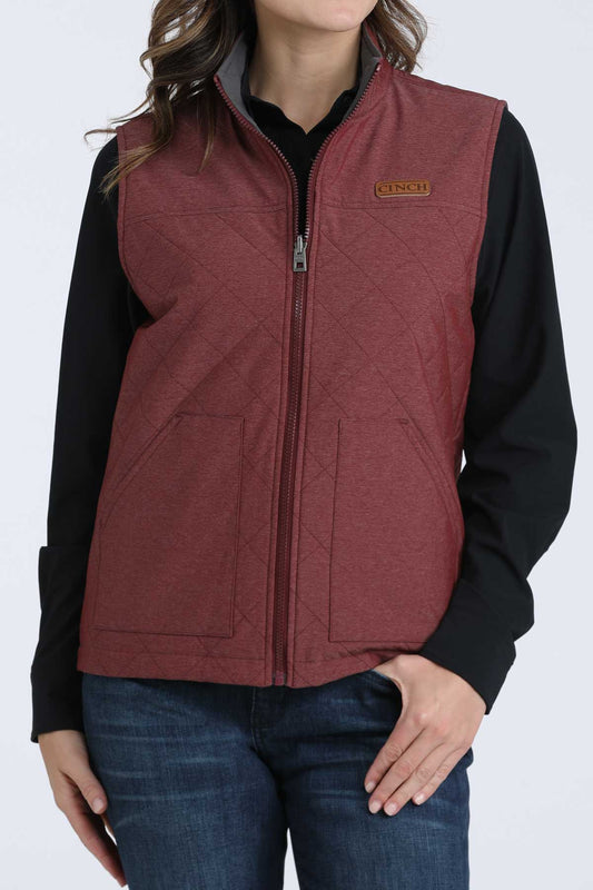 Cinch Women's Reversible Burgundy & Gray Water Resistant Vest