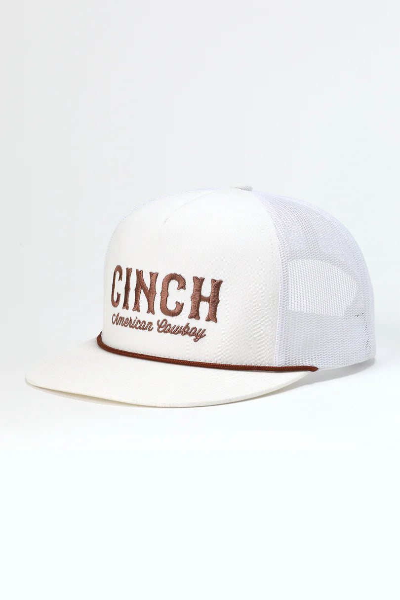 Cinch White Trucker Cap with Bronze Embroidered Logo