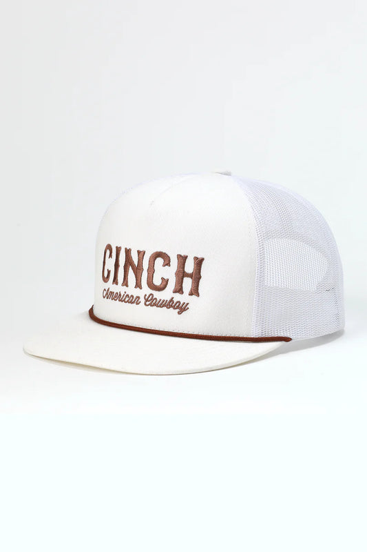 Cinch White Trucker Cap with Bronze Embroidered Logo