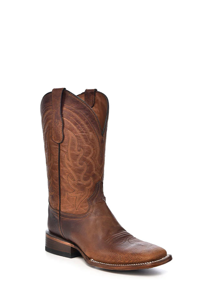 Circle G Men's Embroidery Brown Wide Square Cowboy Boot