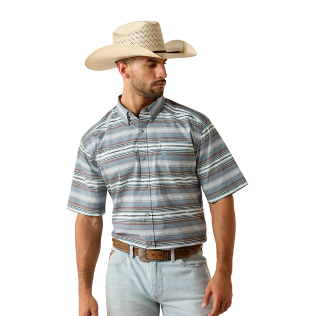 Ariat Men's Short Sleeve Pauline Serape Stripe Blue Shirt