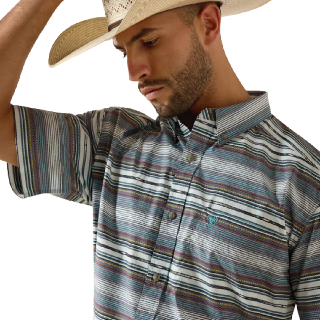 Ariat Men's Short Sleeve Pauline Serape Stripe Blue Shirt