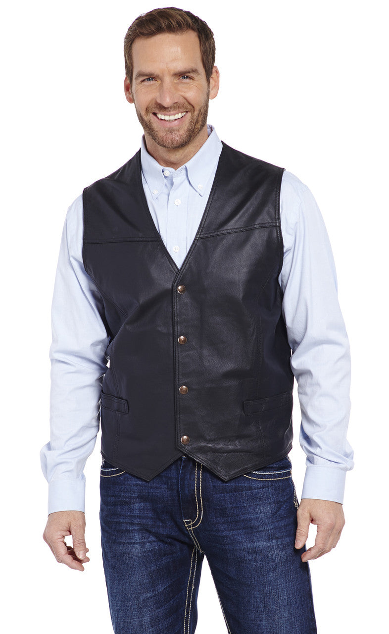 Cripple Creek Men's Leather Vest - Black