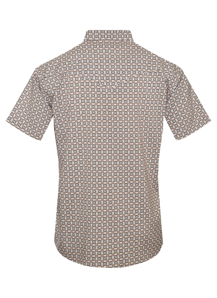 Rodeo Clothing Men's Short Sleeve Shirt - Western Pearl Snap Aztec Print