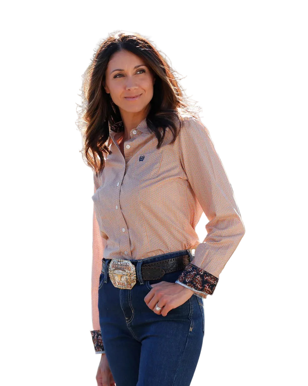 Cinch Women's Long Sleeve Gold Arena Fit Button-Down Western Shirt