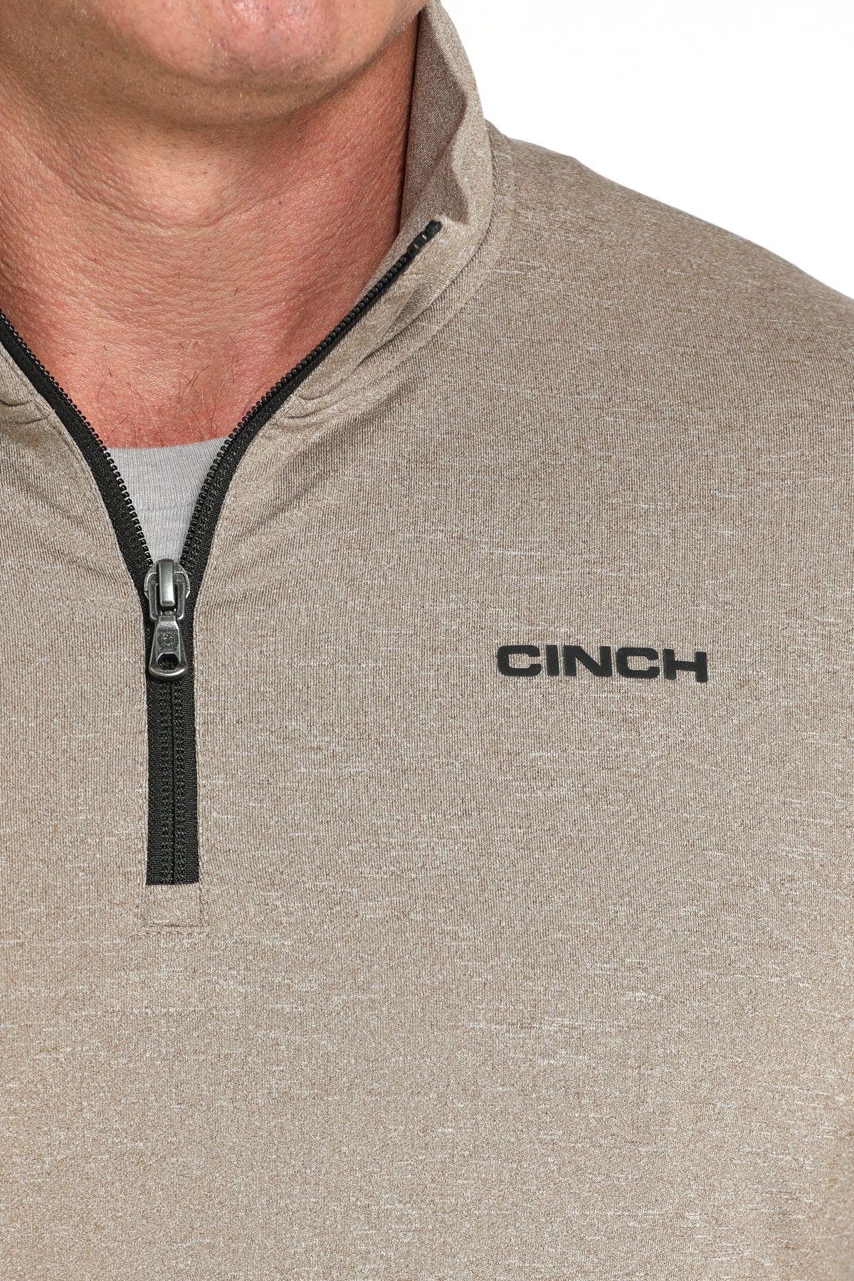 Cinch Men's Long Sleeve 1/4 Zip Stone Pullover with Cinch Logo