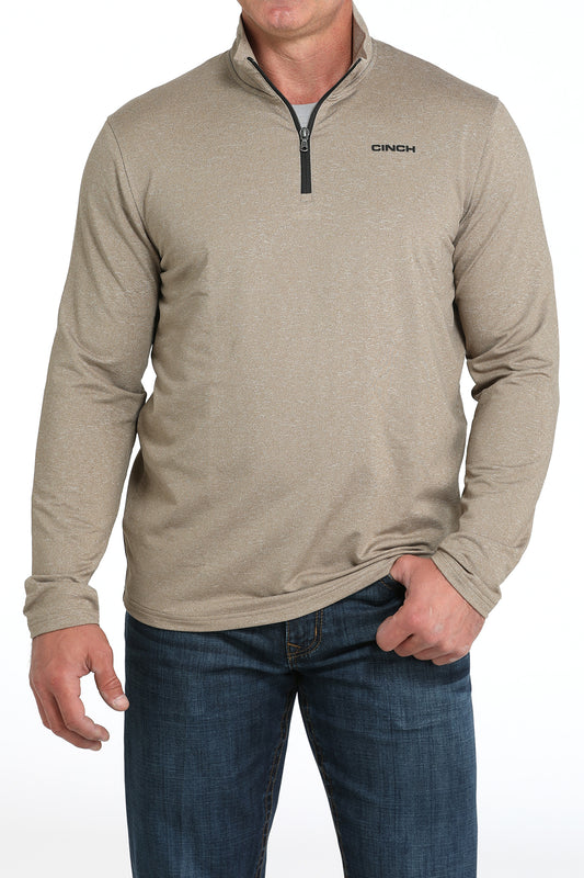 Cinch Men's Long Sleeve 1/4 Zip Stone Pullover with Cinch Logo