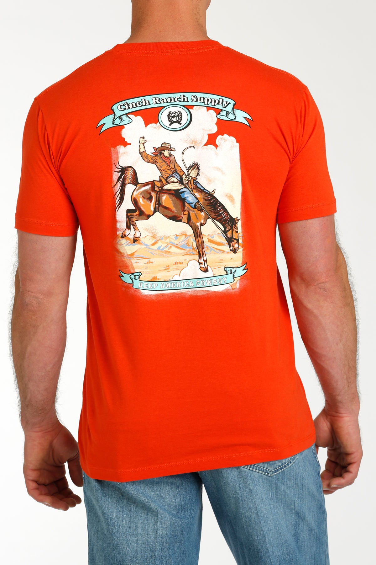 Cinch Men's T-Shirt with Cinch Ranch Supply Graphic on Back