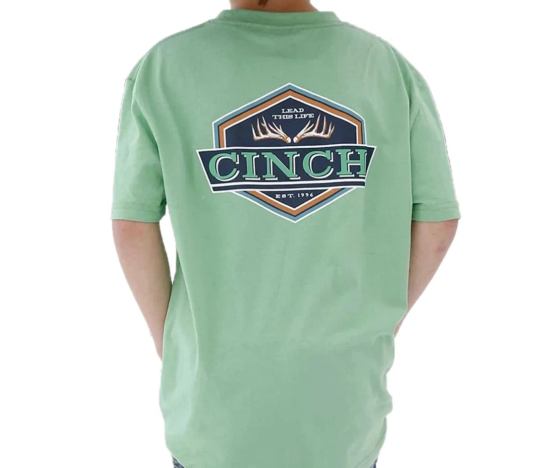 Cinch Children's Short Sleeve Green T-Shirt with Cinch Graphic on Back