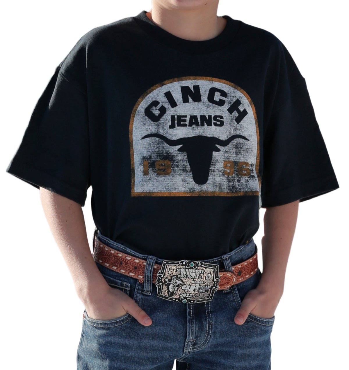 Cinch Boy's Short Sleeve T-Shirt - "Cinch Jeans" Graphic Navy