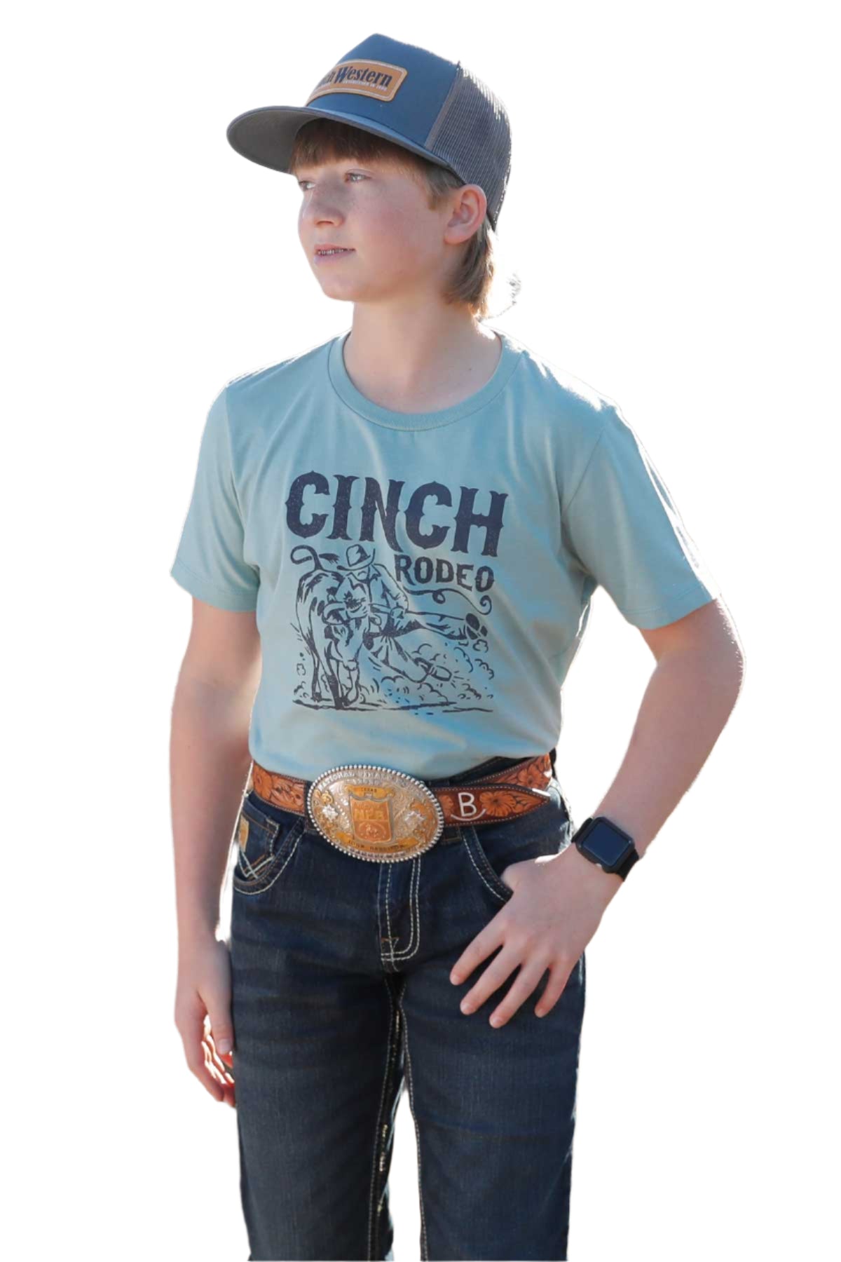 Cinch Children's Green T-Shirt with Cinch Rodeo Graphic in Front