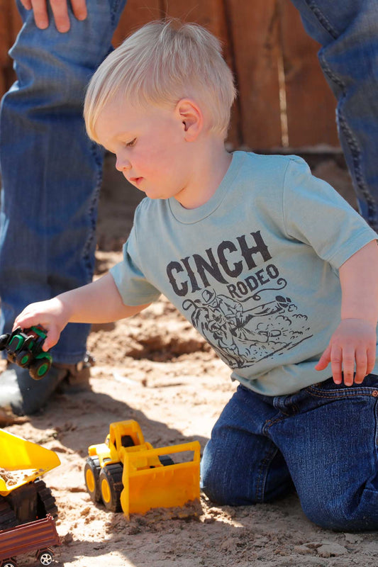 Cinch Boys T-Shirt Green with Cinch Rodeo Graphic on Front