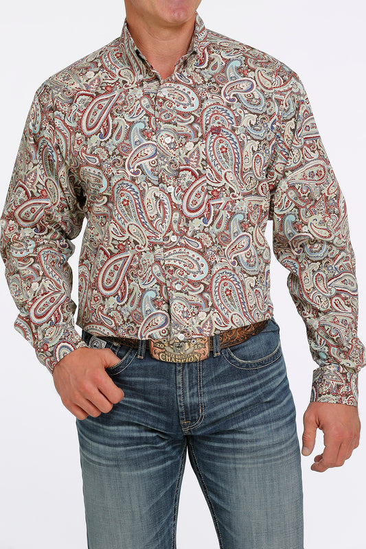 Cinch Men's Long Sleeve Shirt - Multi-Color Paisley