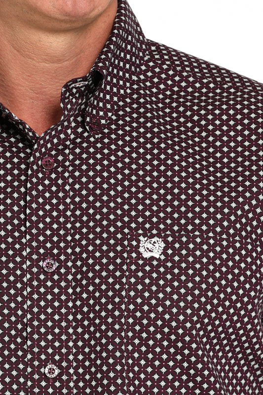Cinch Men's Purple Geometric Print Button-Down Western Shirt