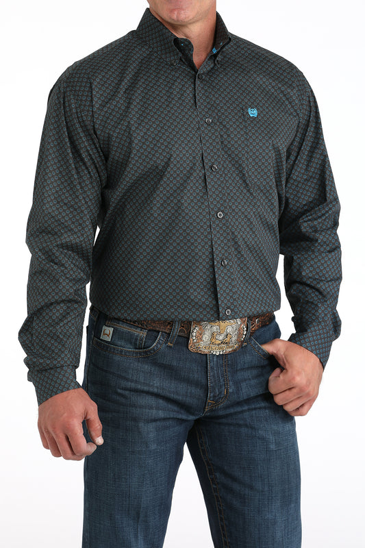 Cinch Men's Long Sleeve Western Shirt - Geometric Print - Charcoal