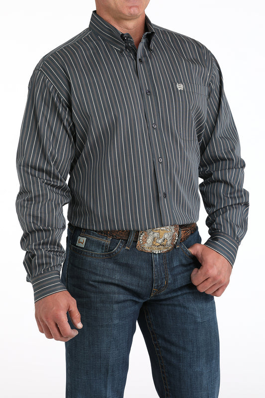 Cinch Men's Long Sleeve Western Shirt - Charcoal Stripe