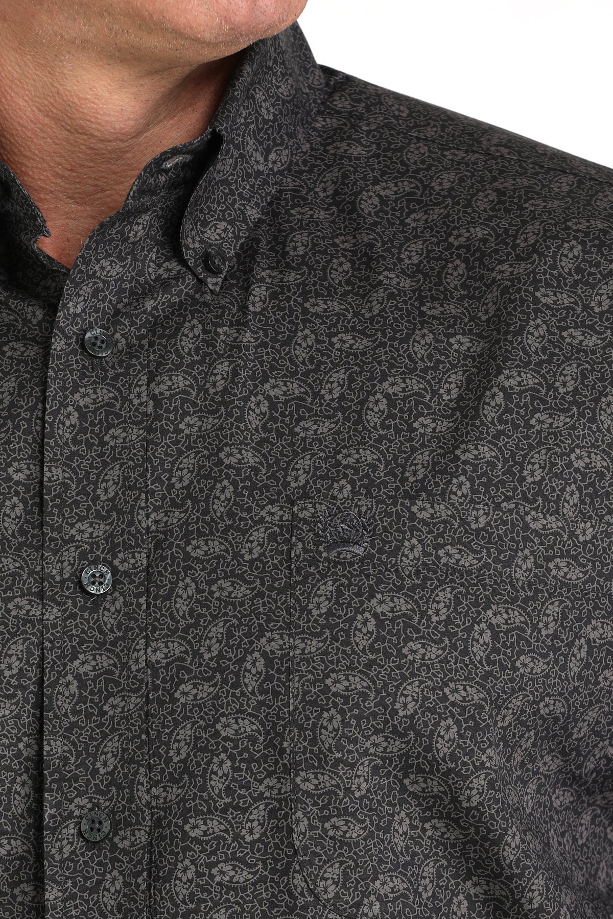 Cinch Men's Long Sleeve Western Shirt - Charcoal Floral Paisley Print