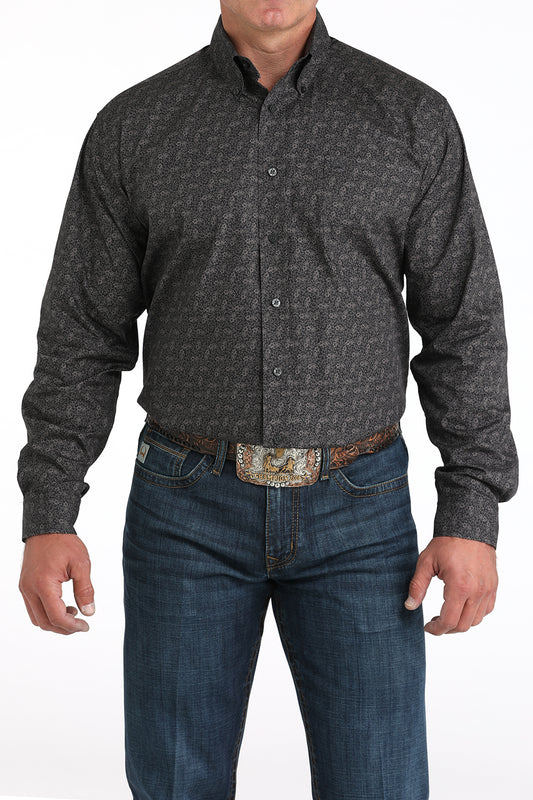 Cinch Men's Long Sleeve Western Shirt - Charcoal Floral Paisley Print