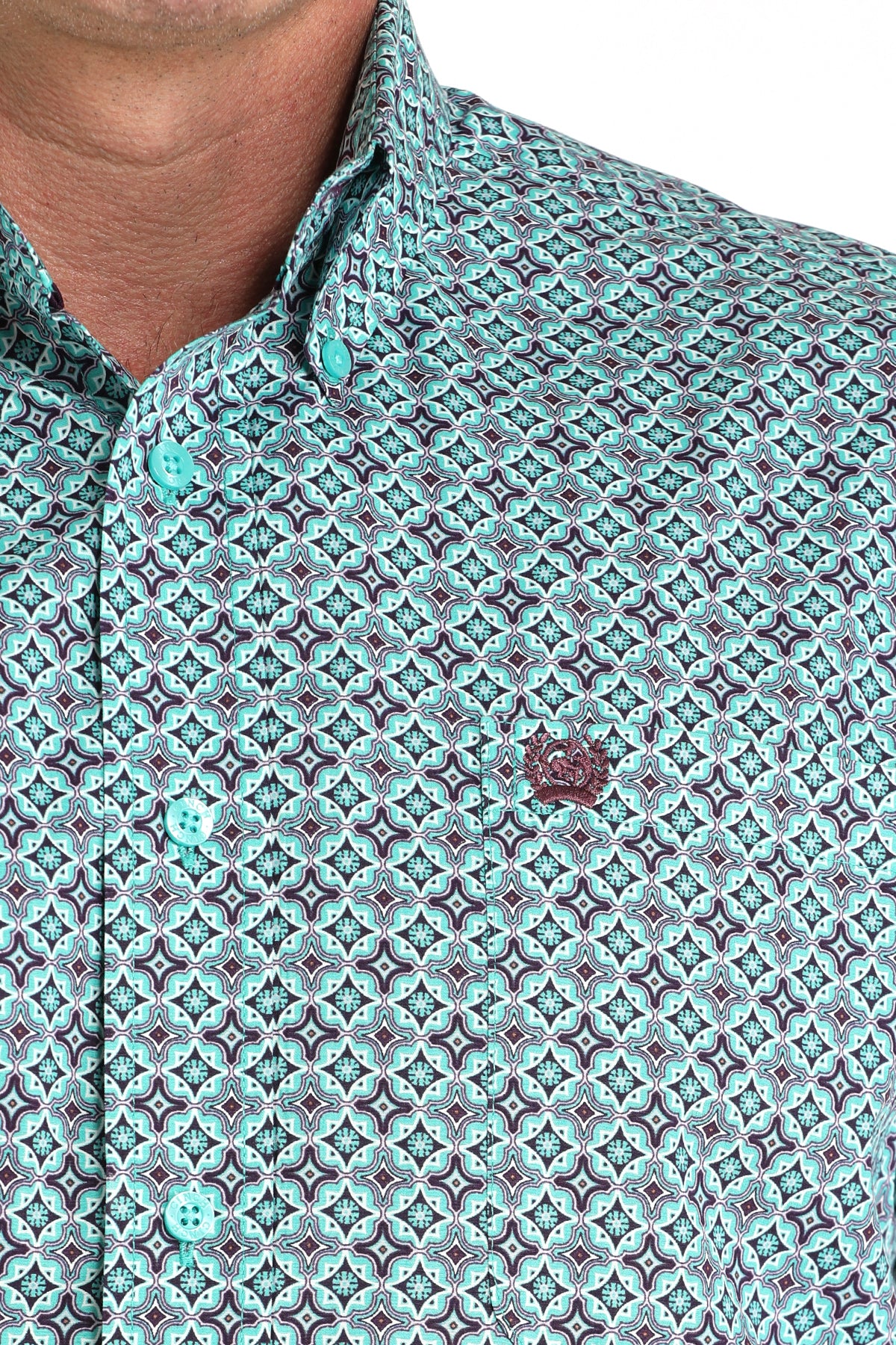 Cinch Men's Long Sleeve Western Shirt - Turquoise Geometric Print