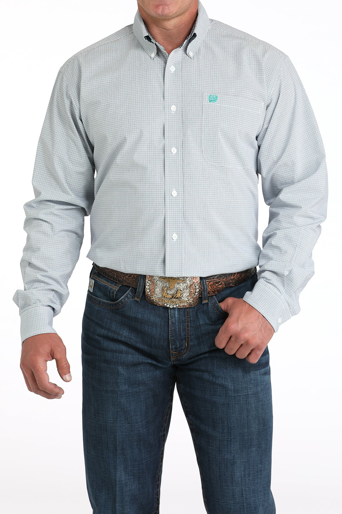 Cinch Men's Long Sleeve Western Shirt - White Plaid