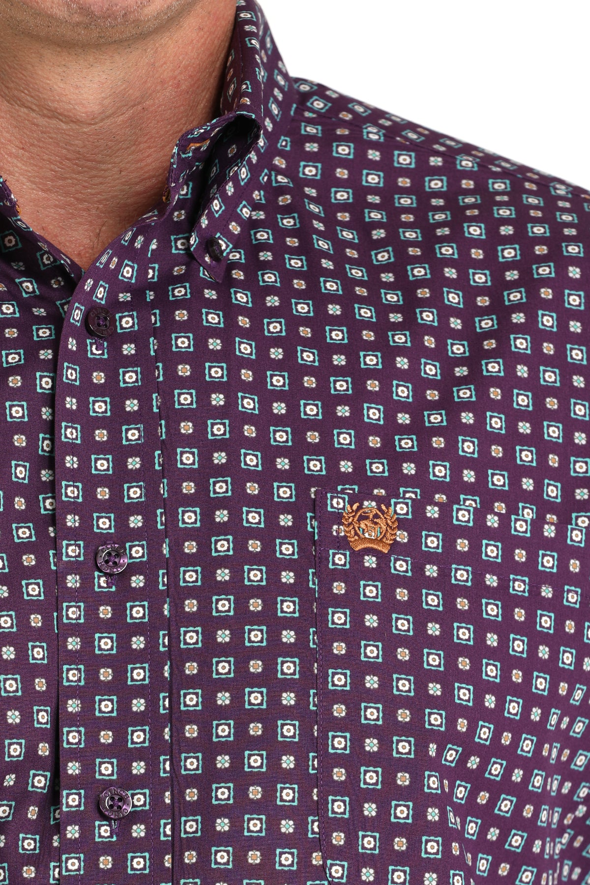Cinch Men's Long Sleeve Western Shirt - Purple Geometric Print