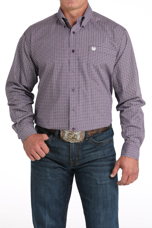 Cinch Men's Long Sleeve Western Shirt - Purple & White Print