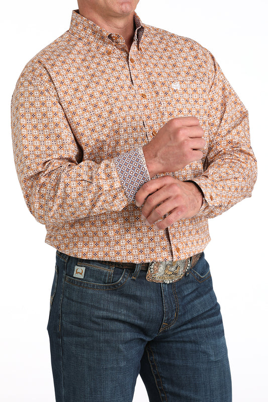Cinch Men's Long Sleeve Western Shirt - Brown Print