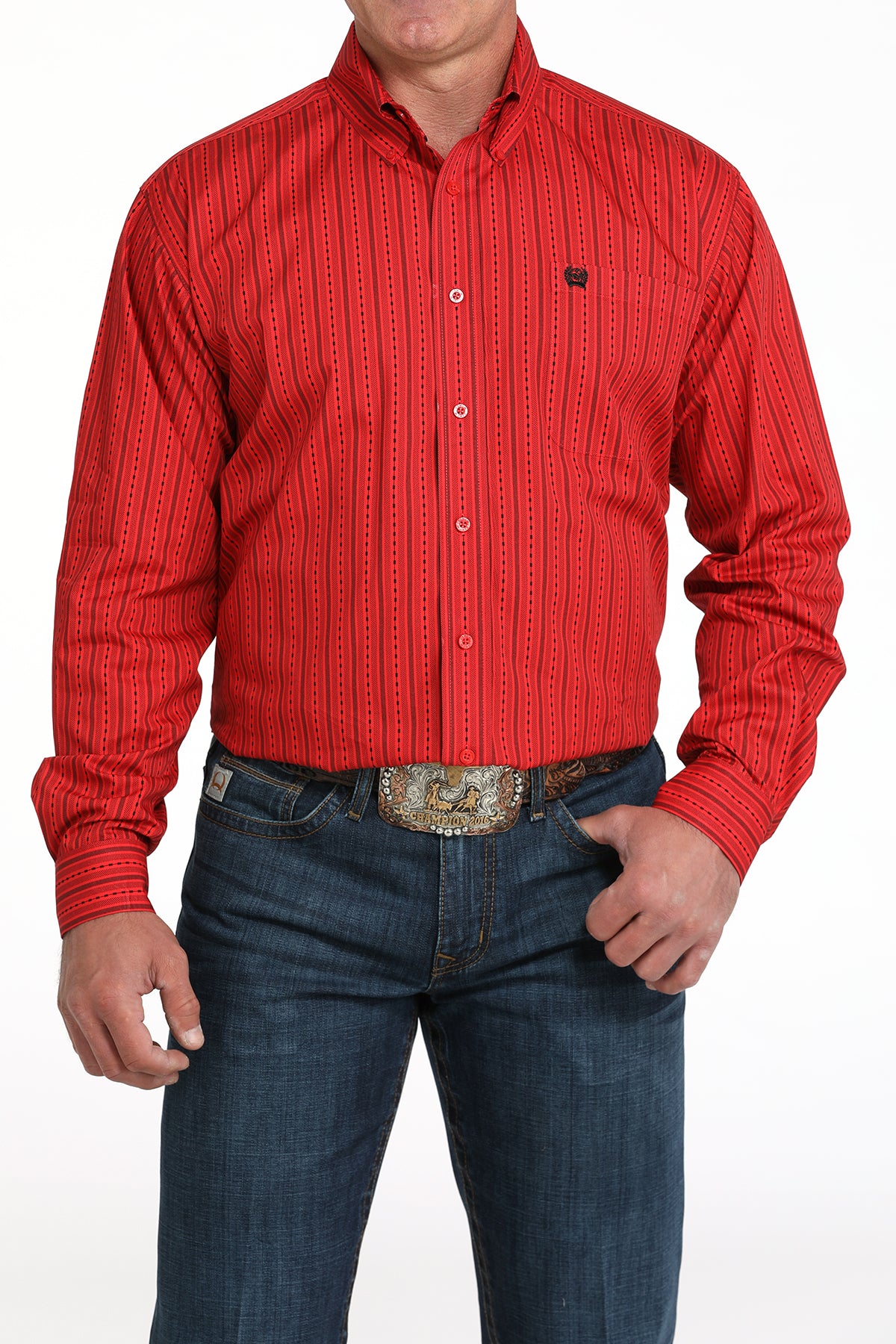 Cinch Men's Long Sleeve Western Shirt - Red and Black Print
