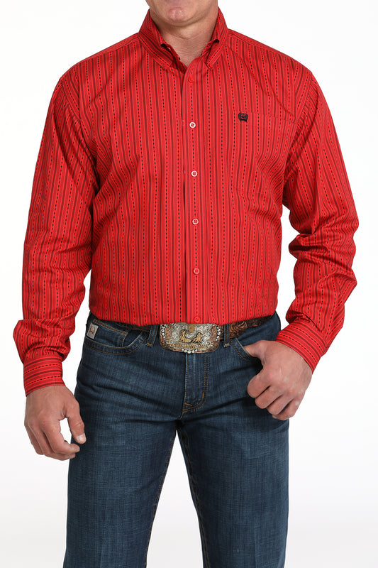 Cinch Men's Long Sleeve Western Shirt - Red and Black Print