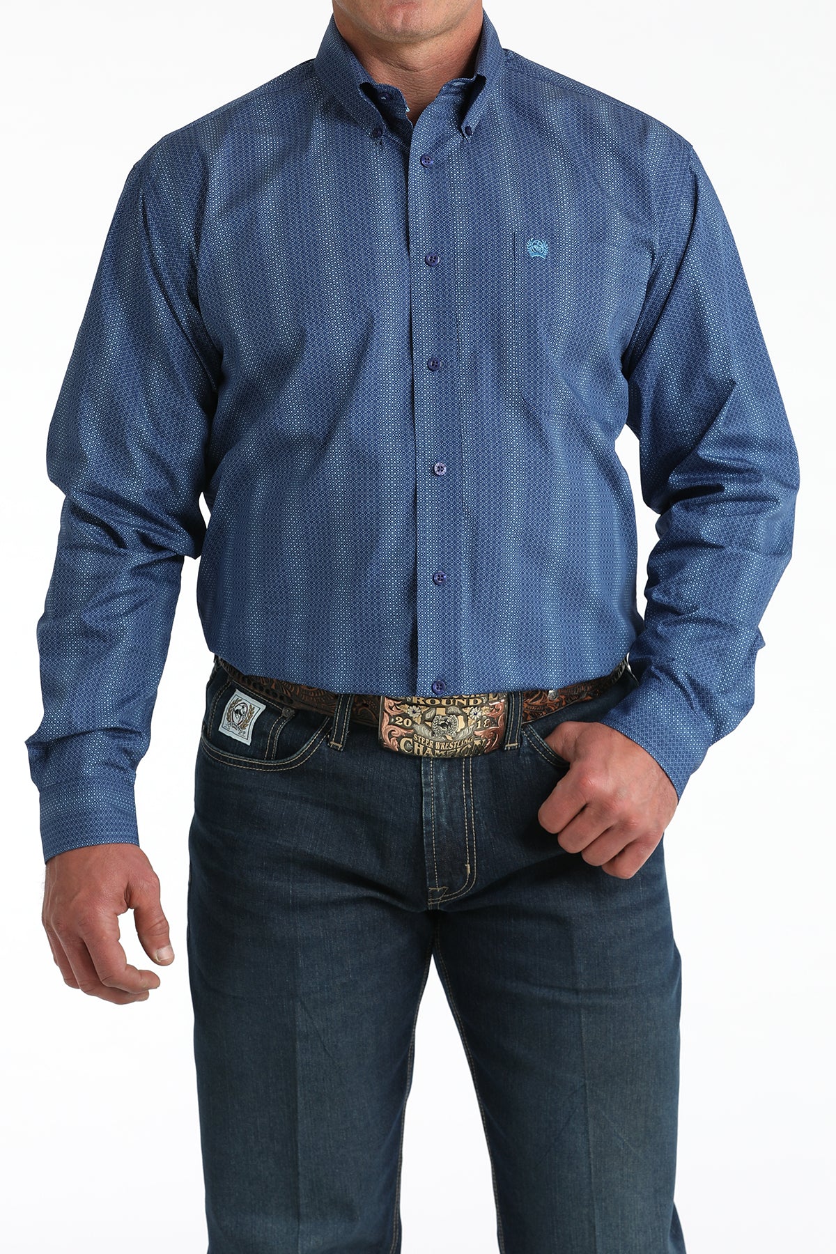 Cinch Men's Long Sleeve Western Shirt - Royal Blue Print