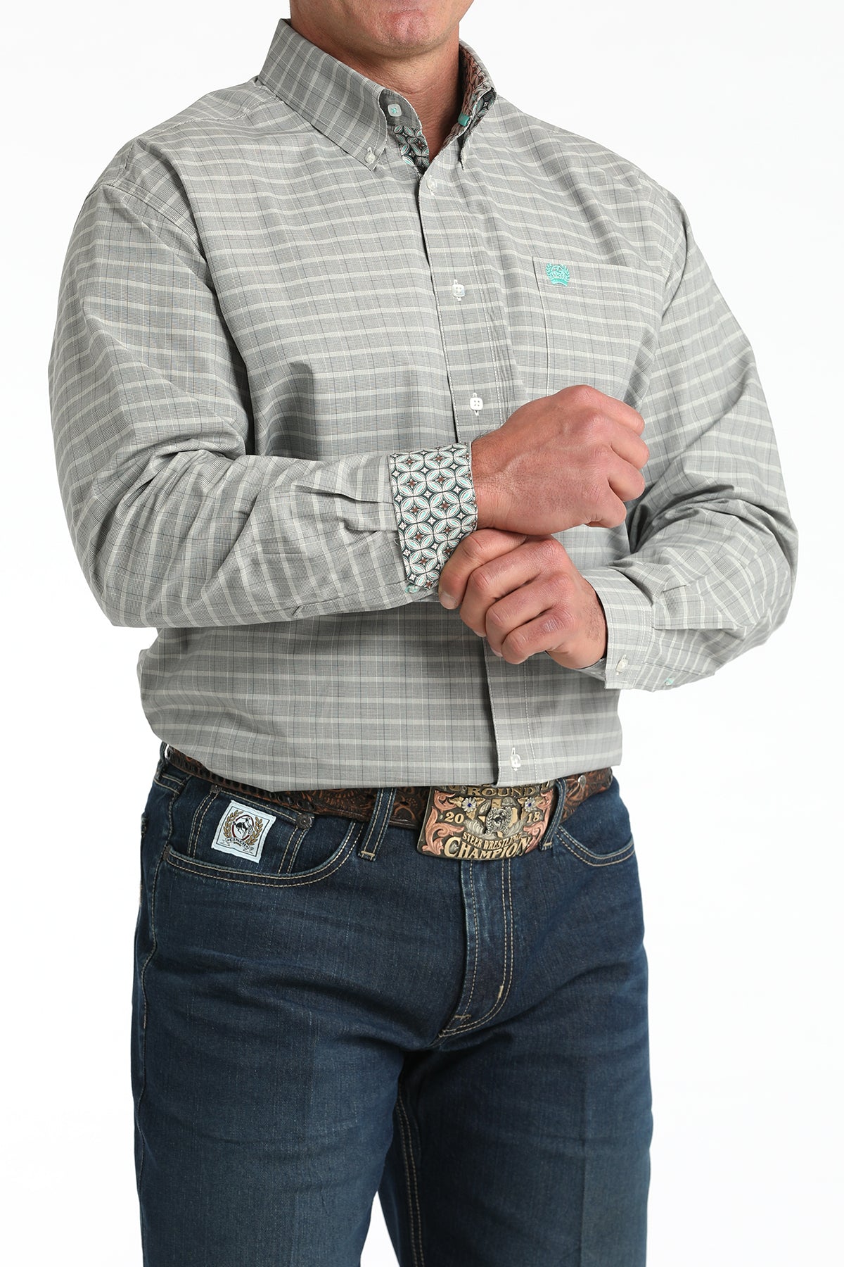 Cinch Men's Long Sleeve Western Shirt - Cream Plaid