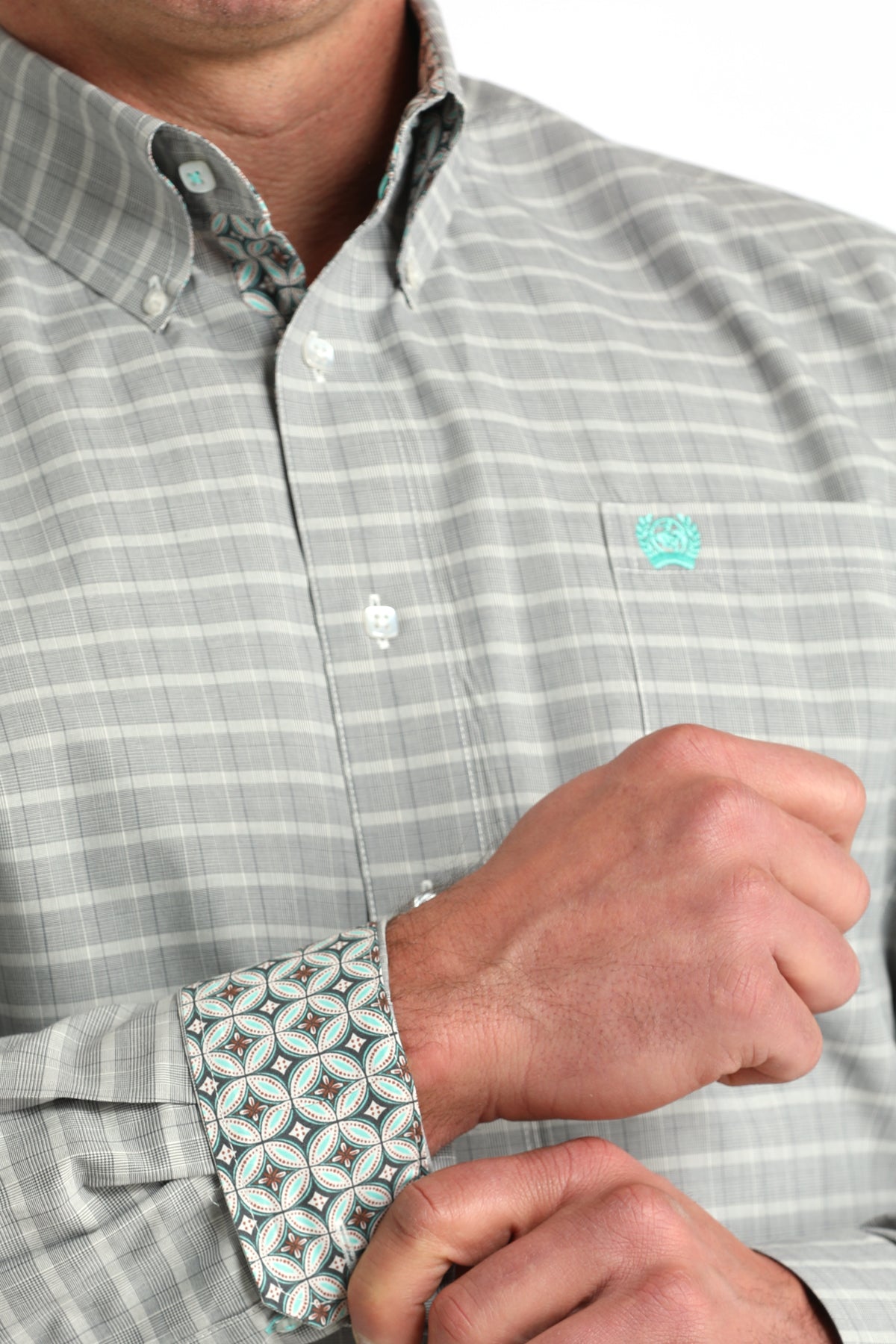 Cinch Men's Long Sleeve Western Shirt - Cream Plaid