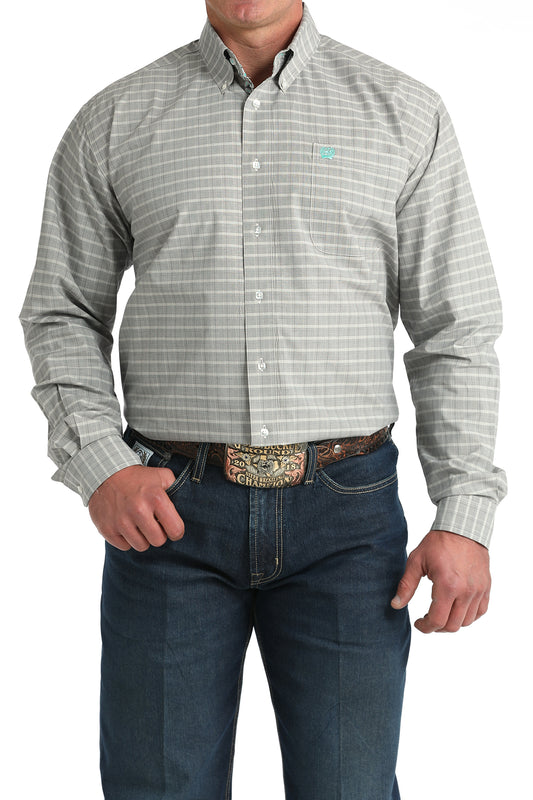 Cinch Men's Long Sleeve Western Shirt - Cream Plaid