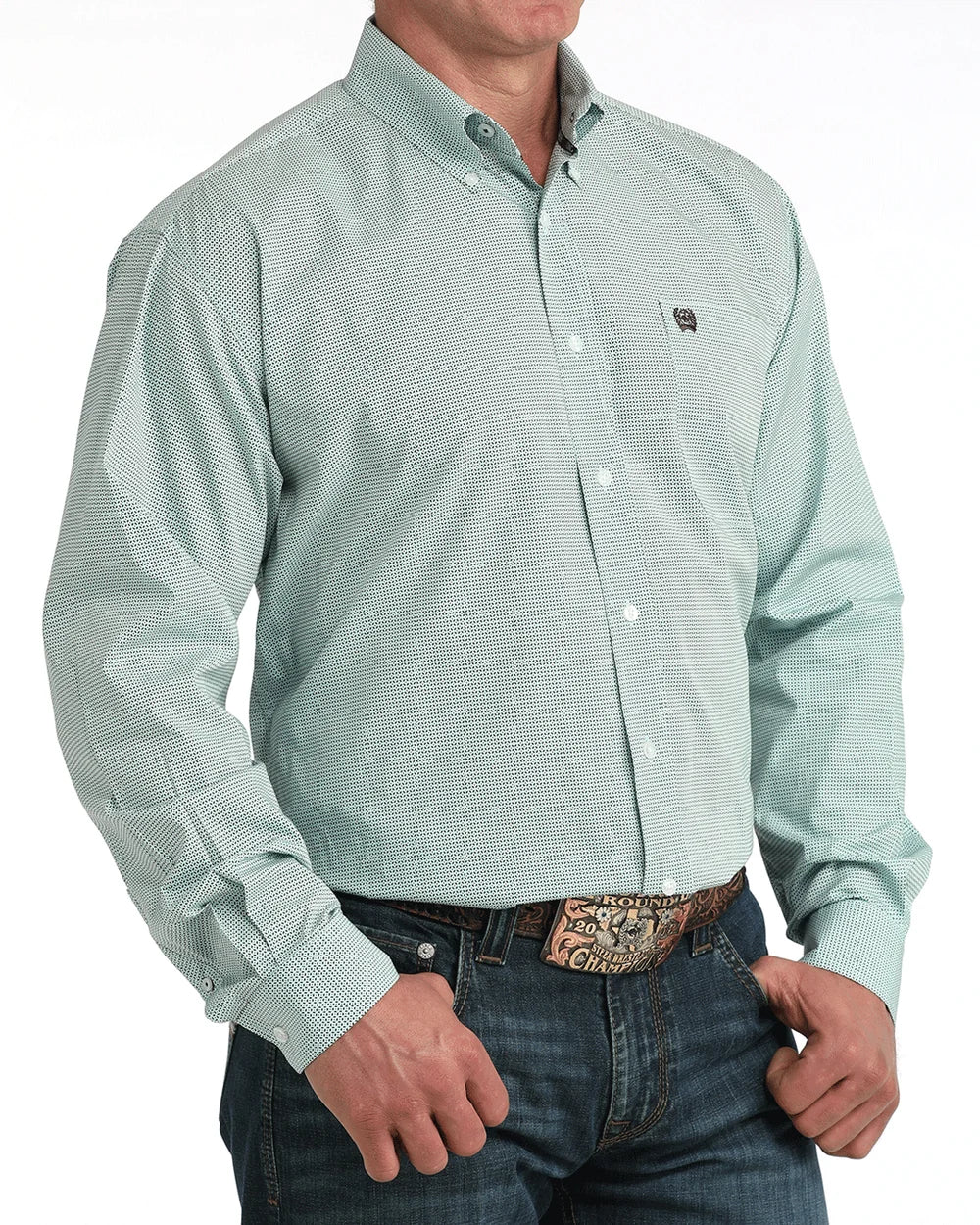 Cinch Men's Long Sleeve Blue Classic Fit Button-Down Western Shirt