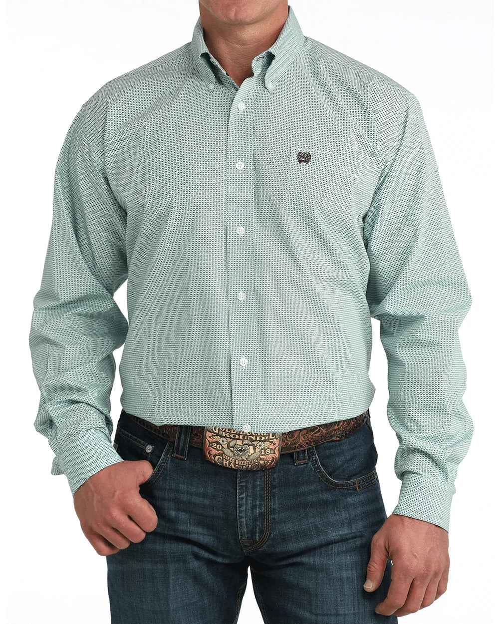 Cinch Men's Long Sleeve Blue Classic Fit Button-Down Western Shirt