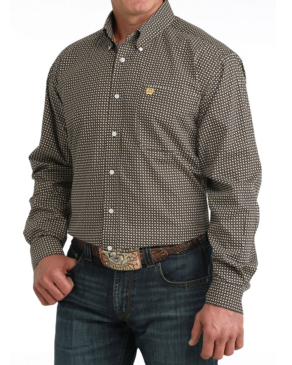 Cinch Men's Long Sleeve Brown Classic Fit Button-Down Western Shirt