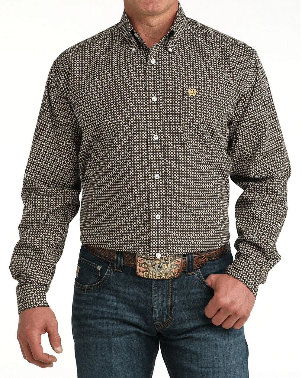 Cinch Men's Long Sleeve Brown Classic Fit Button-Down Western Shirt