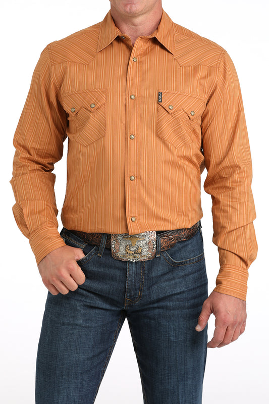 Cinch Men's Long Sleeve Modern Fit Brown Print Shirt