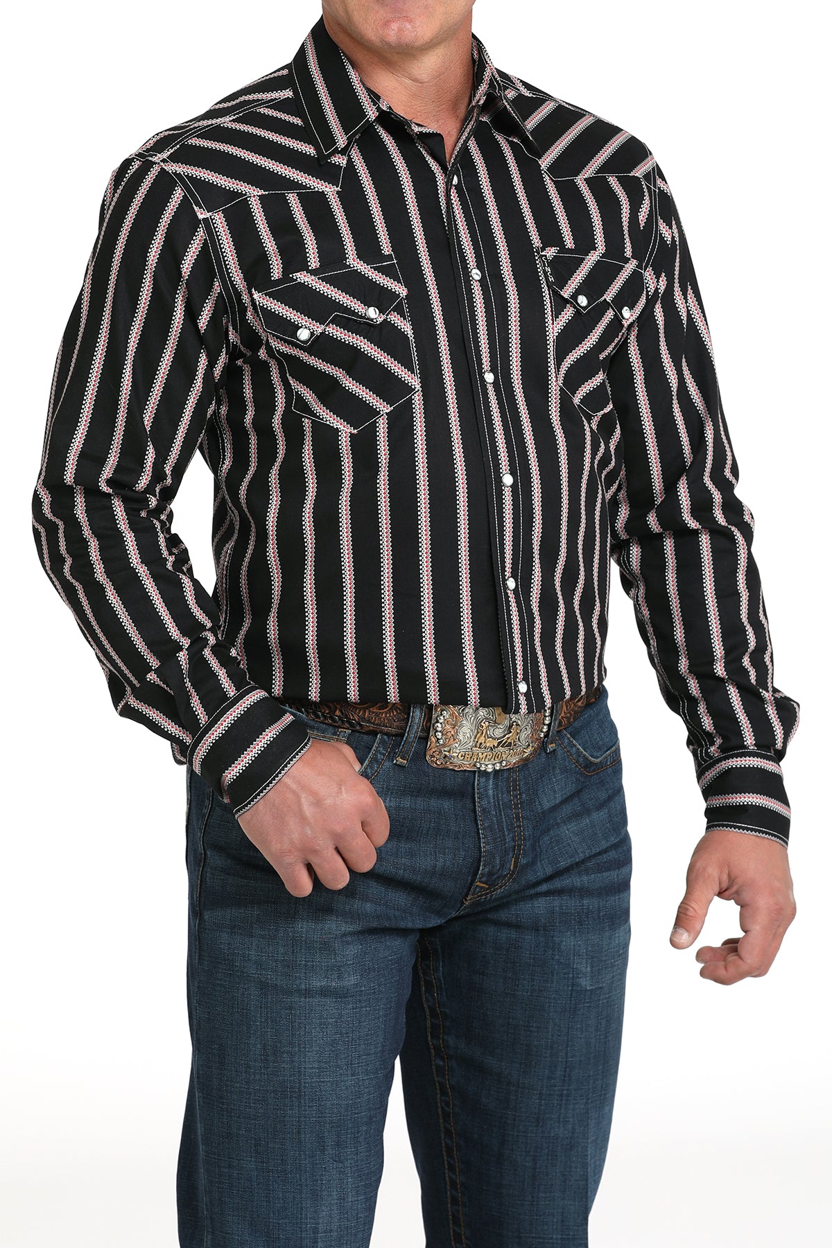 Cinch Men's Long Sleeve Modern Fit Black Print Shirt
