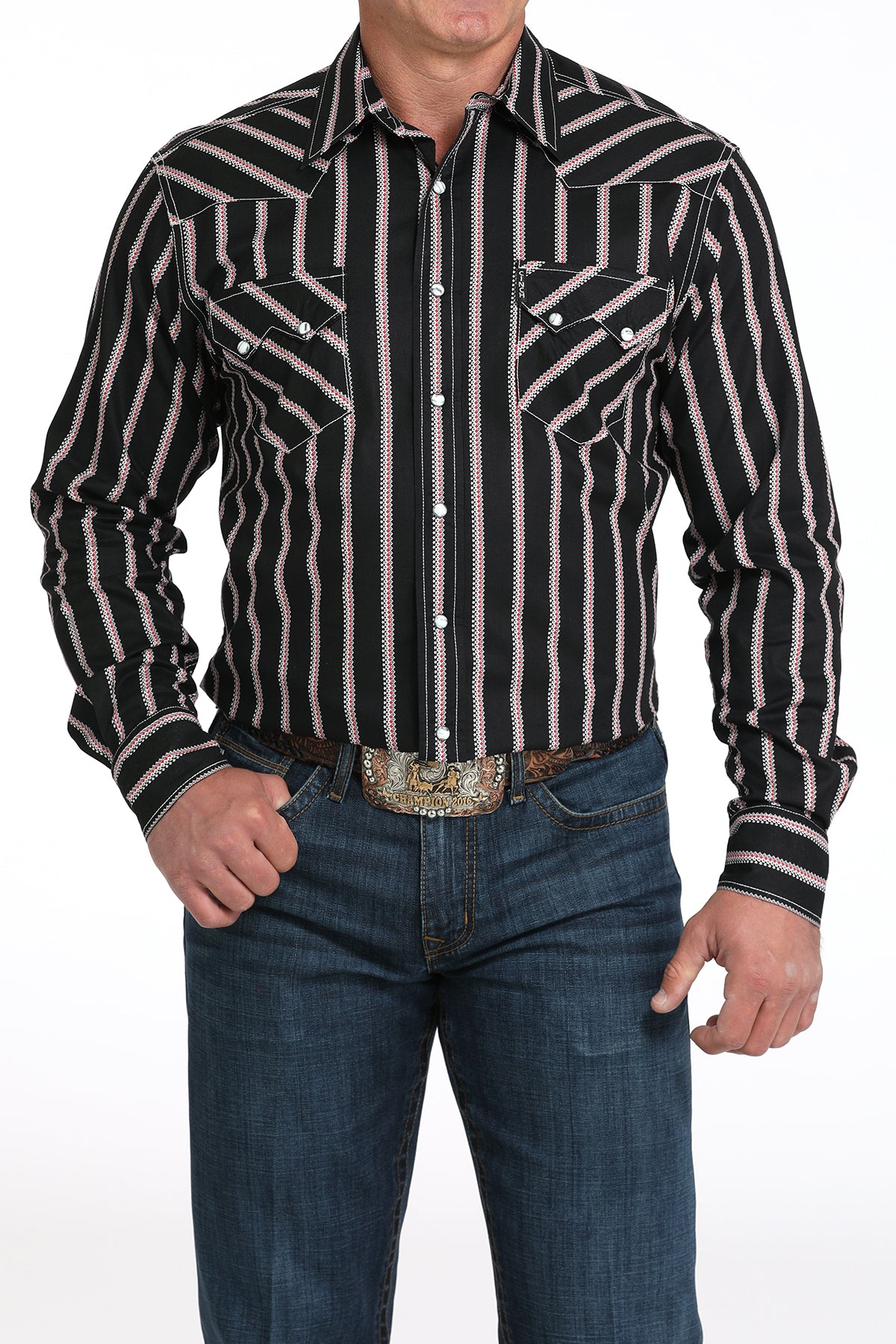 Cinch Men's Long Sleeve Modern Fit Black Print Shirt