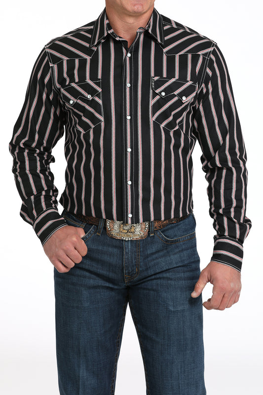 Cinch Men's Long Sleeve Modern Fit Black Print Shirt