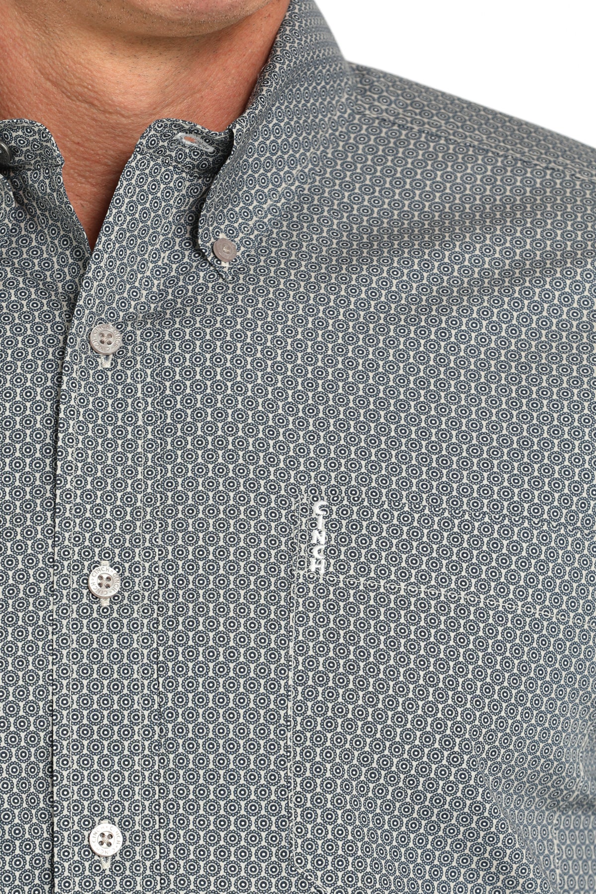 Cinch Men's Shirts - Long Sleeve Modern Fit Geometric Print Shirt - Gray