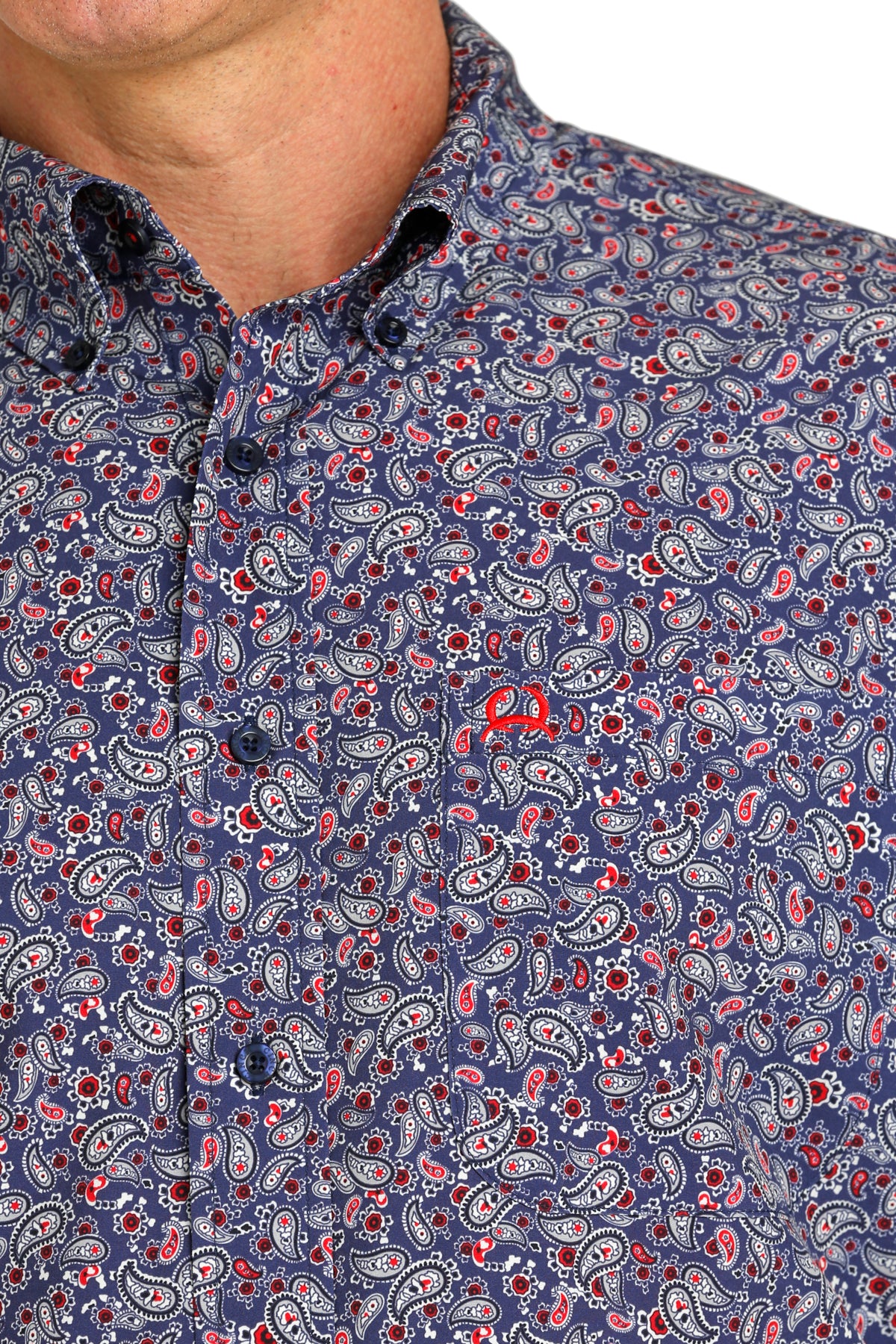 Cinch Men's Arenaflex Short Sleeve Shirt in a Navy Paisley Print