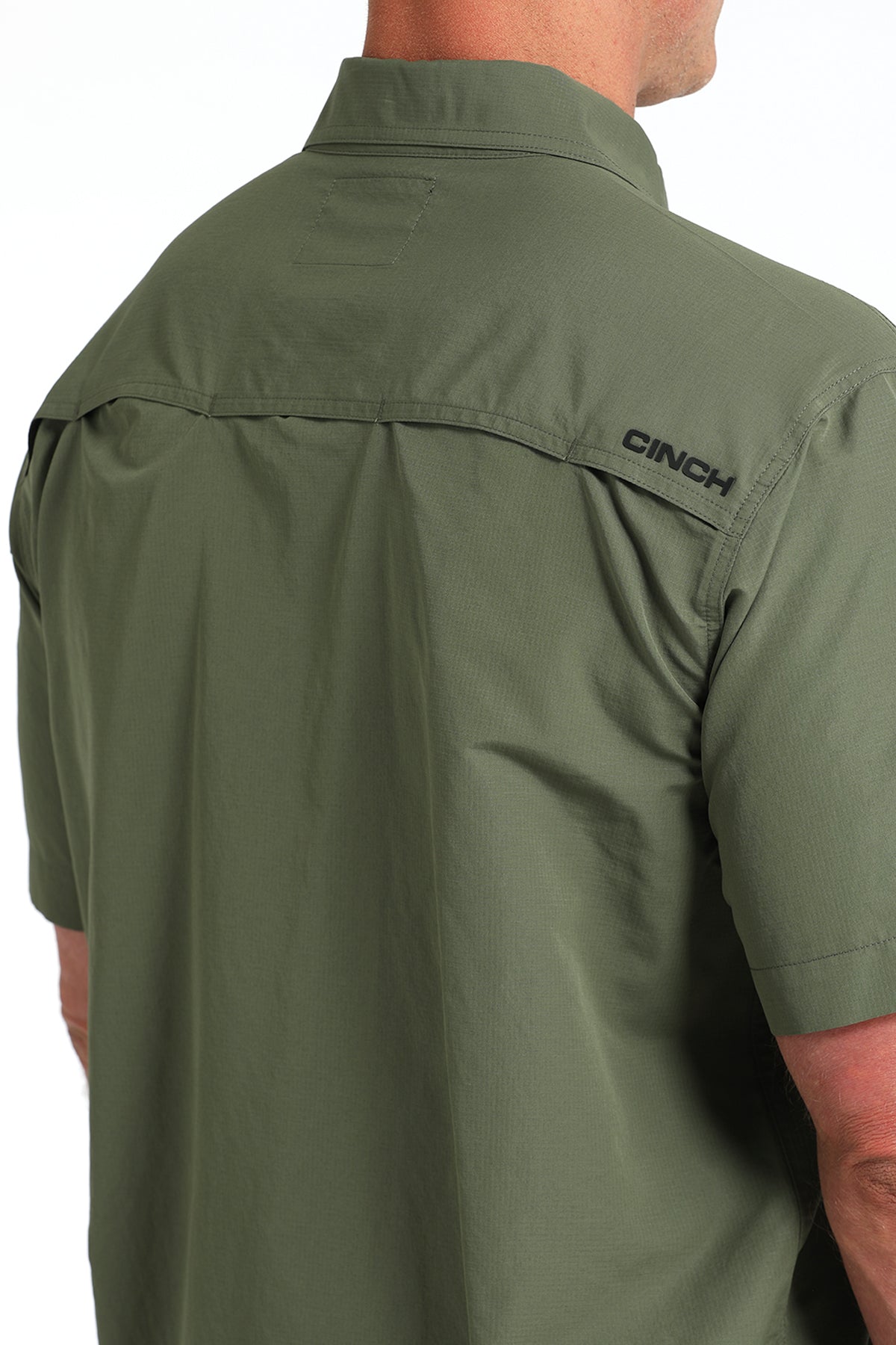 Cinch Men's Short Sleeve Ripstop Solid Button-Down Western Shirt - Olive