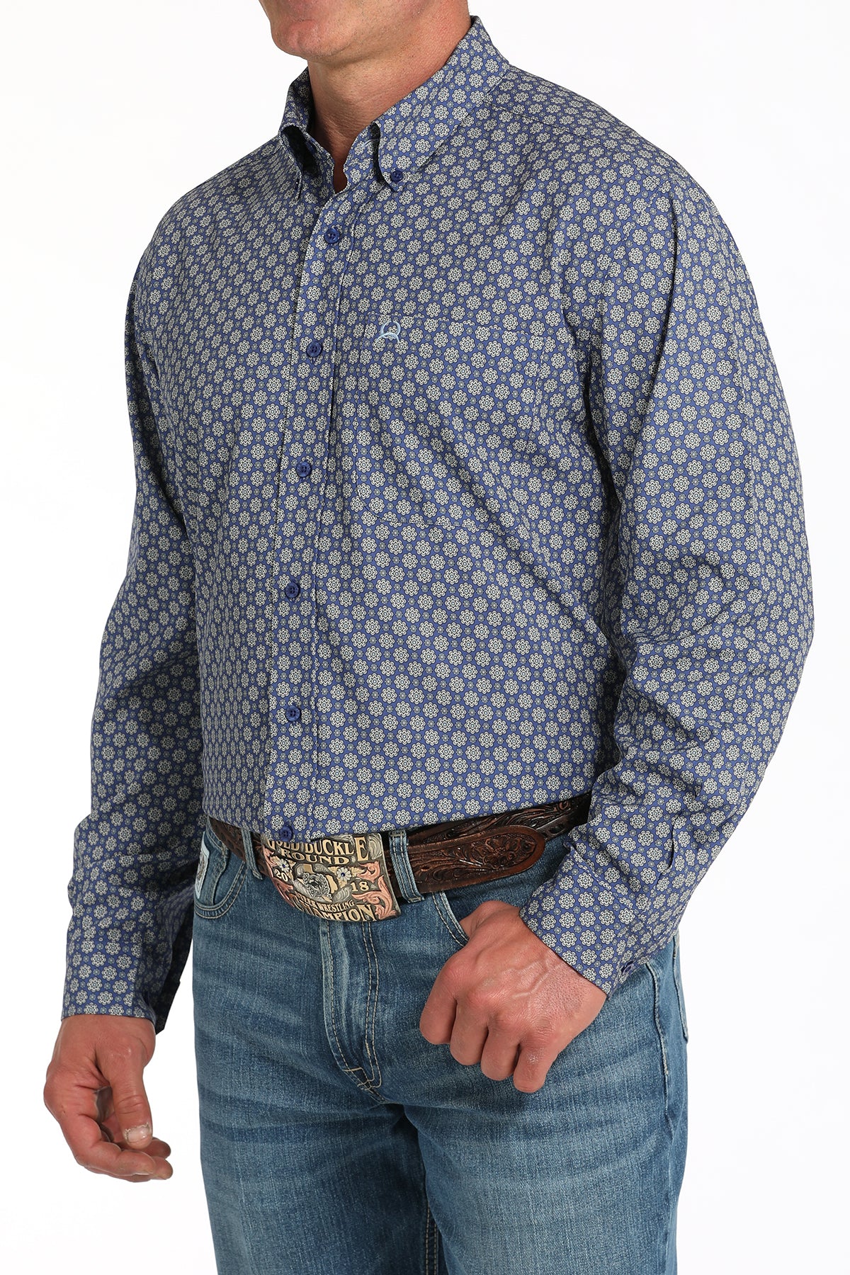 Cinch Men's Long Sleeve Blue Print Arenaflex Shirt
