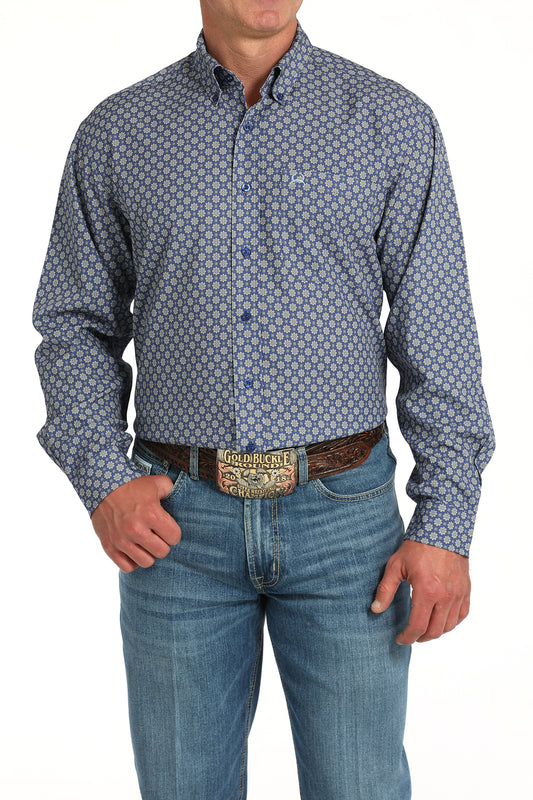 Cinch Men's Long Sleeve Blue Print Arenaflex Shirt