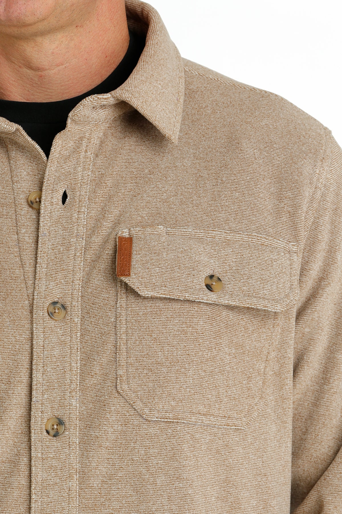 Cinch Men's Long Sleeve Polar Fleece Shirt Jacket  - Khaki