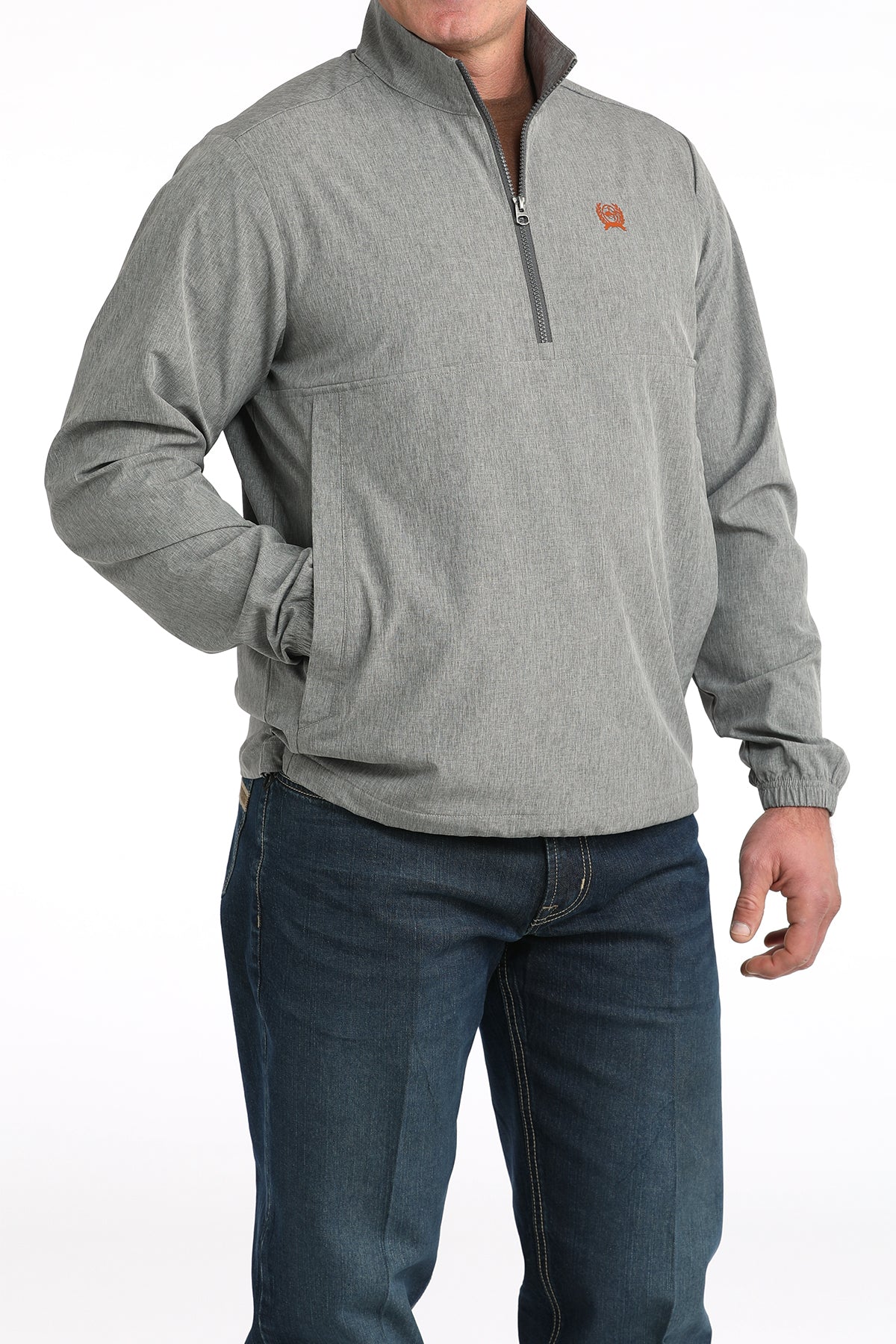 Cinch Men's 1/4 Zipper Grey Windbreaker