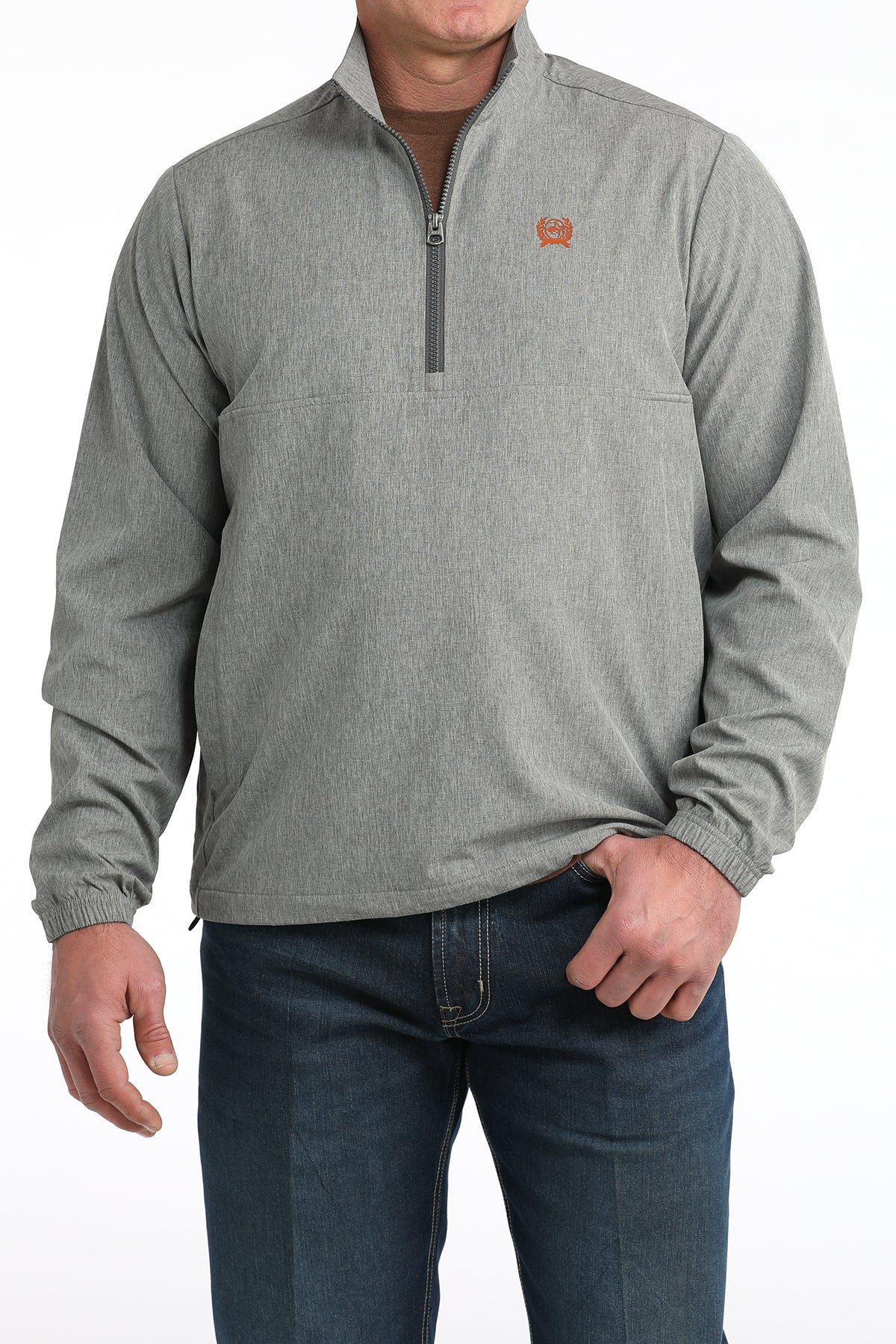 Cinch Men's 1/4 Zipper Grey Windbreaker